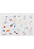 Paturica muselina, Maxi, planete si rachete, alb, 120x160 cm