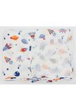 Paturica muselina, Maxi, planete si rachete, alb, 120x160 cm