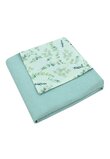 Paturica muselina verso bumbac, Flori de eucalipt, 100x80 cm, verde