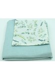 Paturica muselina verso bumbac, Flori de eucalipt, 100x80 cm, verde