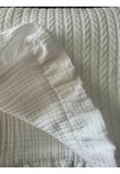Paturica tricotata, Anna, verso muselina, cu volanas, alb, 100x80 cm