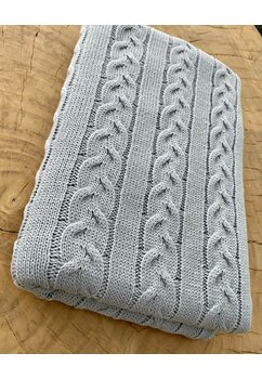 Paturica tricotata din acril, Zola, gri, 90x90 cm