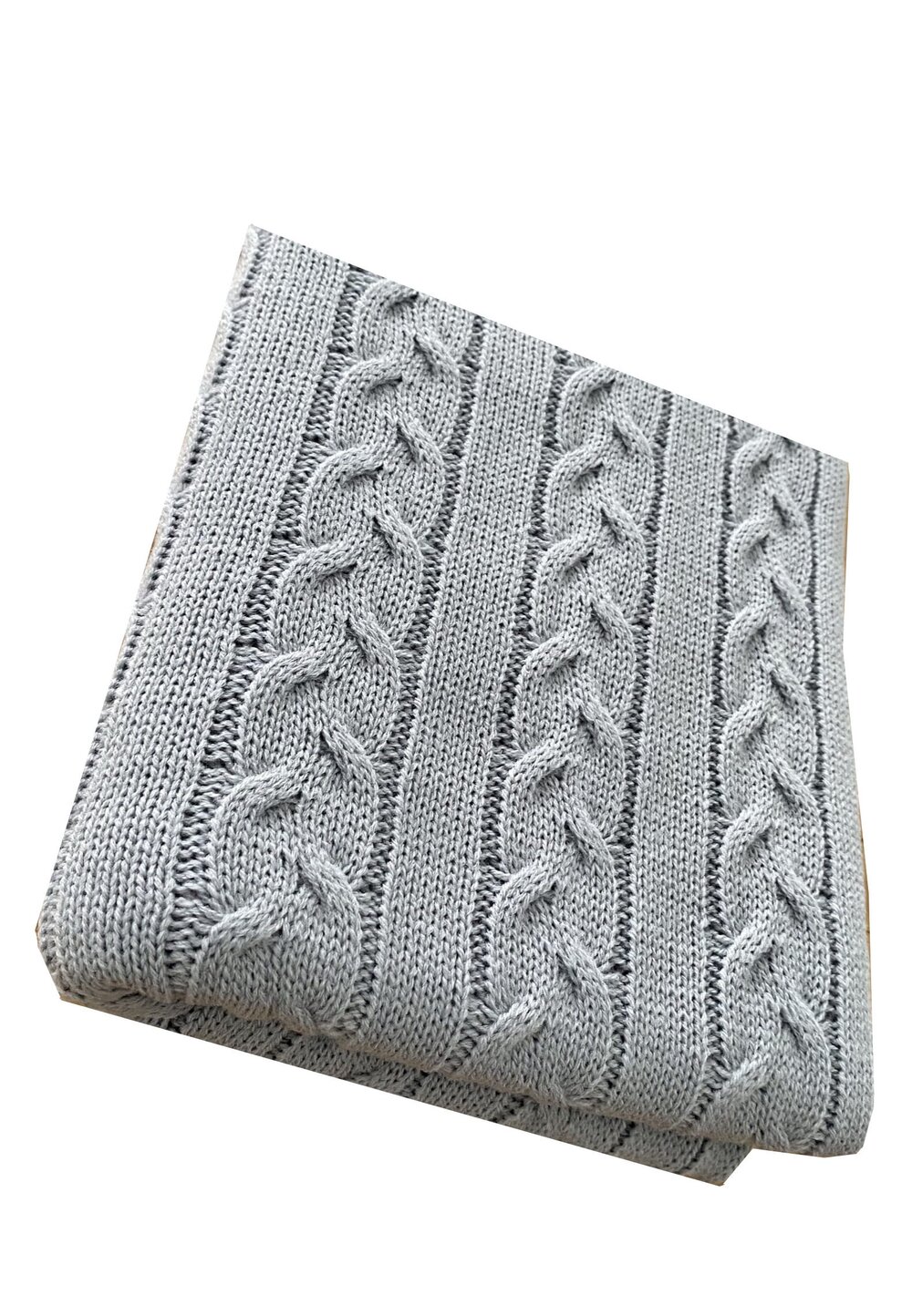 Paturica tricotata din acril, Zola, gri, 90×90 cm Prichindel