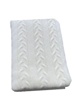 Paturica tricotata din acril, Zola, ivory, 90x90 cm