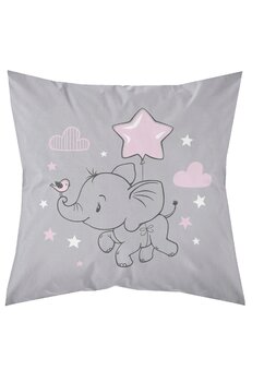 Perna bumbac, Little Star, elefant cu stea, roz, 40x40 cm