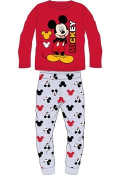 Pijama baieti, bumbac, Mickey Mouse, rosu cu gri