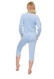 Pijama cu pantalon 3/4 velur, albastru deschis