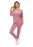 Pijama cu pantalon lung velur, roz