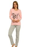 Pijama femei, bumbac, Butterfly, roz