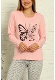 Pijama femei, bumbac, Butterfly, roz