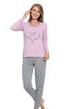 Pijama femei, bumbac, Love Cat, mov
