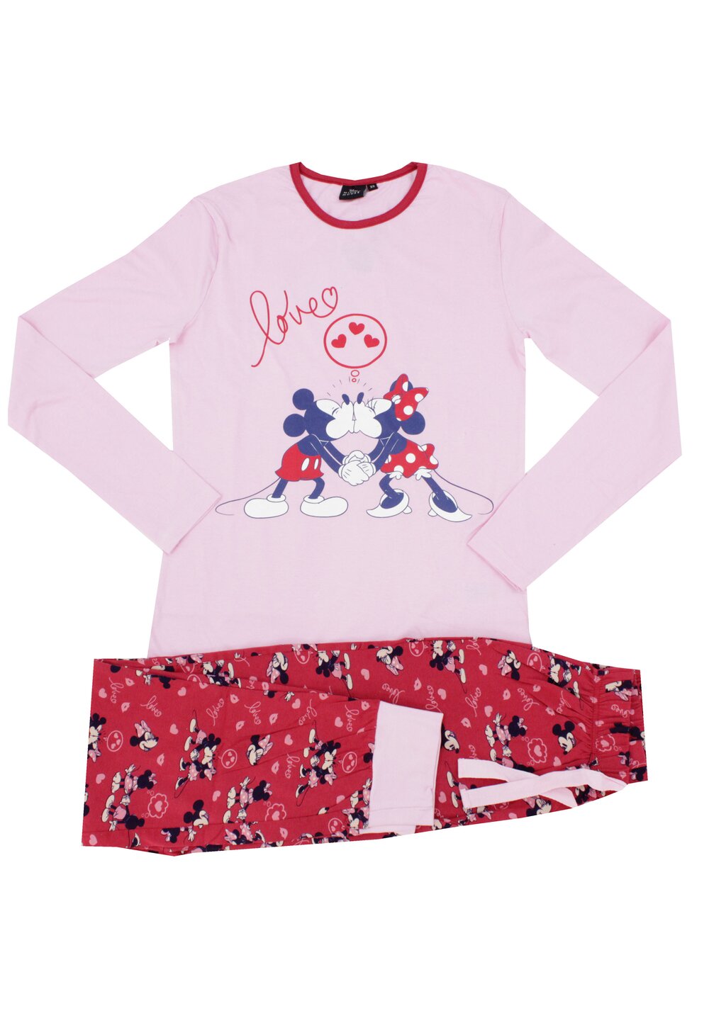 Pijama femei, bumbac, Minnie Love Mickey, roz bumbac