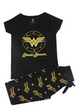 Pijama femei, bumbac, Wonder Woman, negru