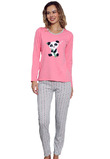 Pijama femei, maneca lunga, bumbac, Ursuletul somnoros, roz