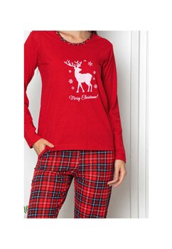 Pijama femei, ML, bumbac, Merry Christmas, rosu