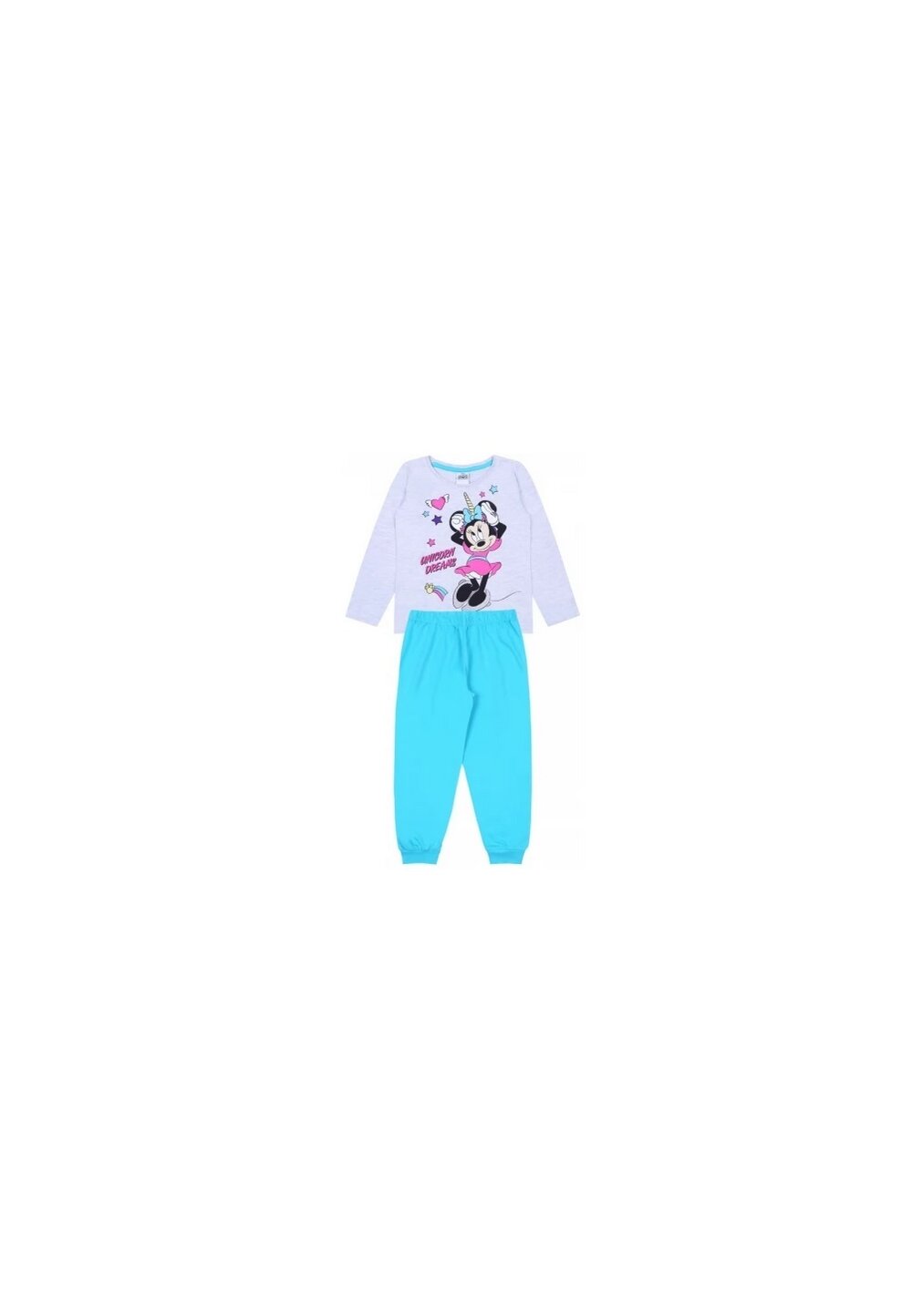 Pijama fete, Minnie Unicorn Dreams, turcoaz cu gri Disney