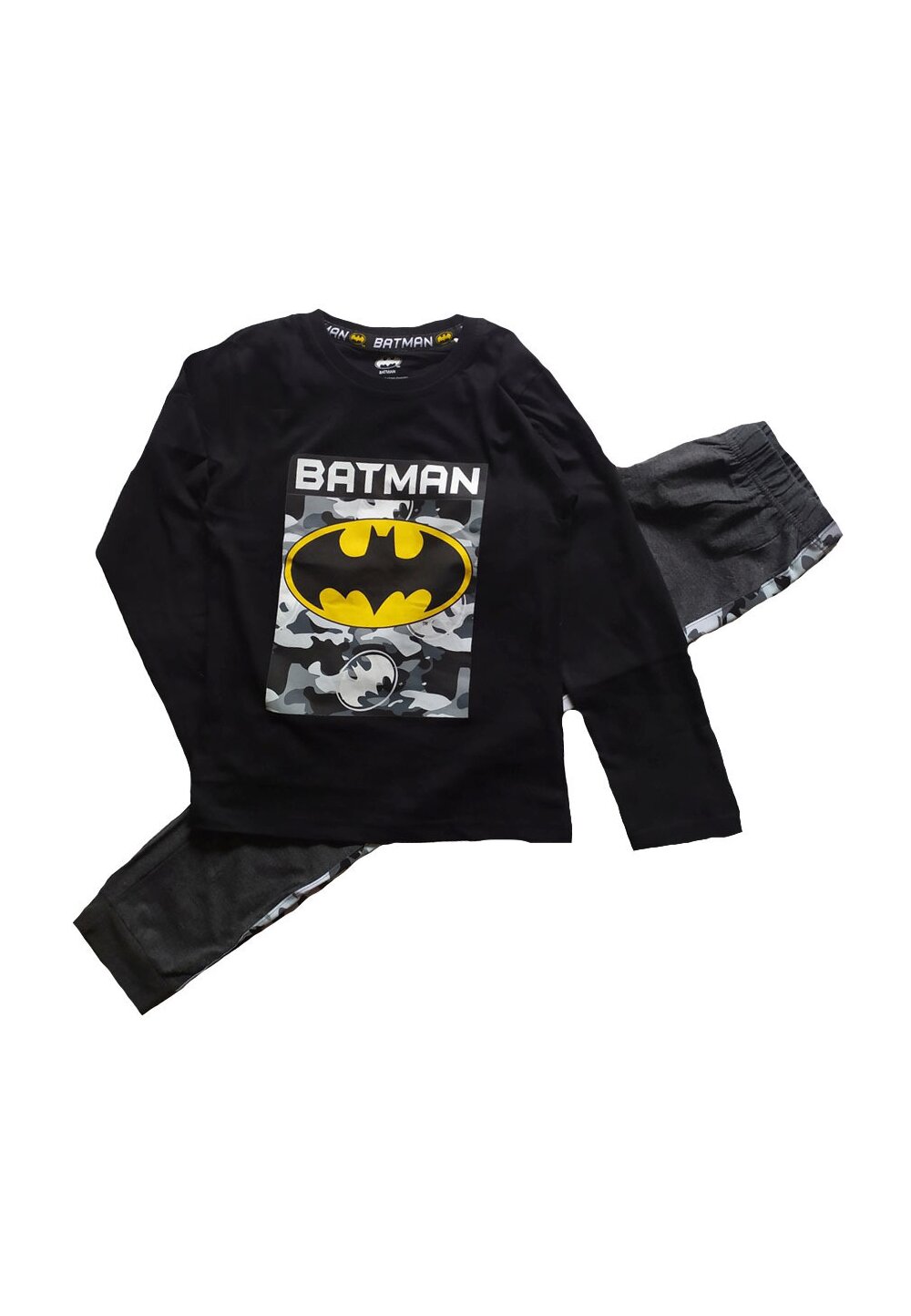 Pijama maneca lunga, bumbac 93%, Batman, negru 93%