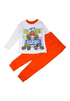 Pijama maneca lunga, bumbac, Let s Blaze, portocaliu