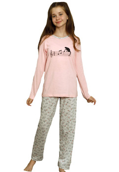 Pijama maneca lunga, bumbac, Music, roz