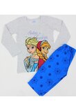 Pijama maneca lunga, bumbac, Sisters forever, Anna Si Elsa, gri