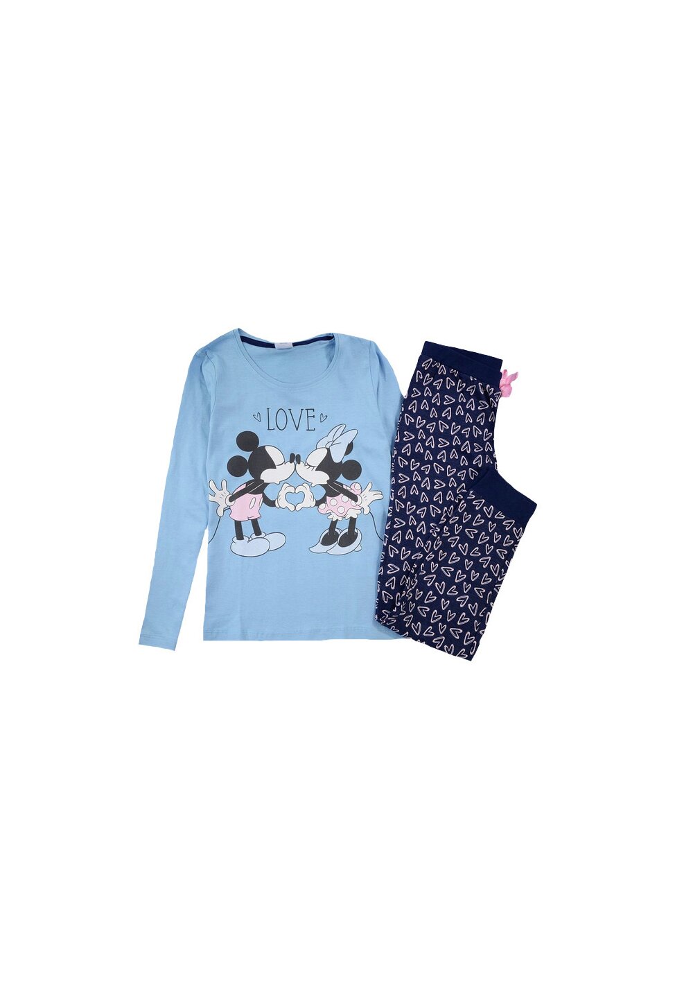 Pijama maneca lunga, Minnie and Mickey love, albastra DISNEY