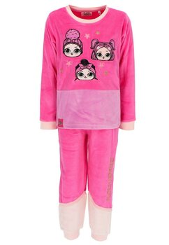 Pijama maneca lunga, velur, LOL, roz