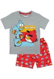 Pijama, maneca scurta, Angry Birds, gri cu rosu