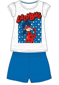 Pijama, maneca scurta, Ladybug, albastru