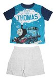 Pijama, maneca scurta, Thomas, albastru cu gri