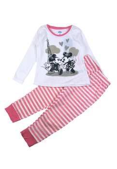 Pijama ML, 98%bumbac, cu imprimeu, Minnie si Mickey in Paris, roz