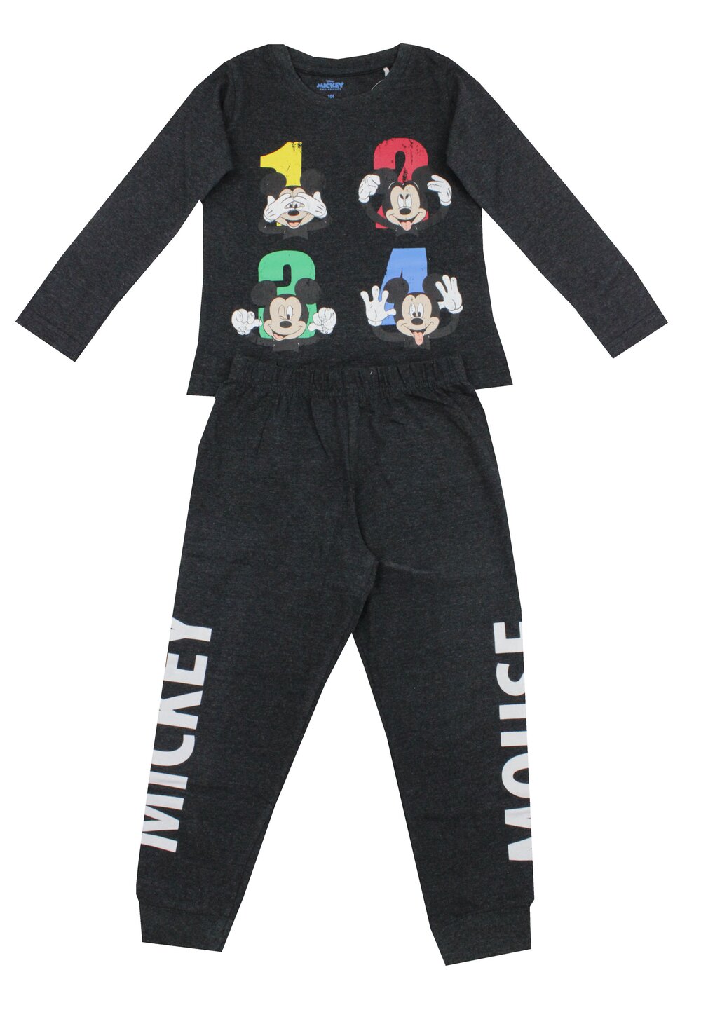 Pijama ML, bumbac, 1 2 3 4, Mickey Mouse, gri inchis baieti