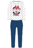 Pijama ML, bumbac, cu imprimeu, alb cu buline, pantaloni bleumarin