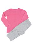 Pijama ML, bumbac, cu imprimeu, Minnie Mouse, roz cu pantalon gri