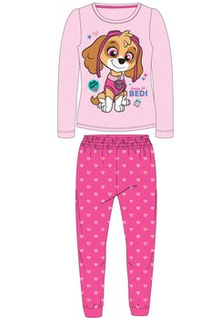 Pijama ML, bumbac, cu imprimeu, Ready for bed, Paw, roz