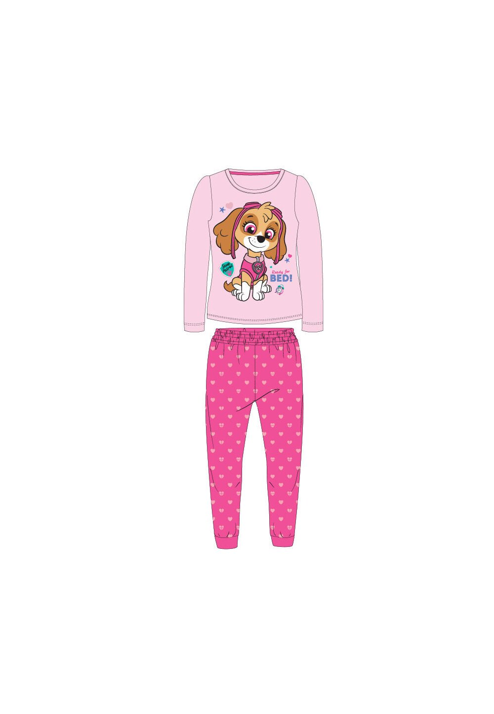 Pijama ML, bumbac, cu imprimeu, Ready for bed, Paw, roz DISNEY