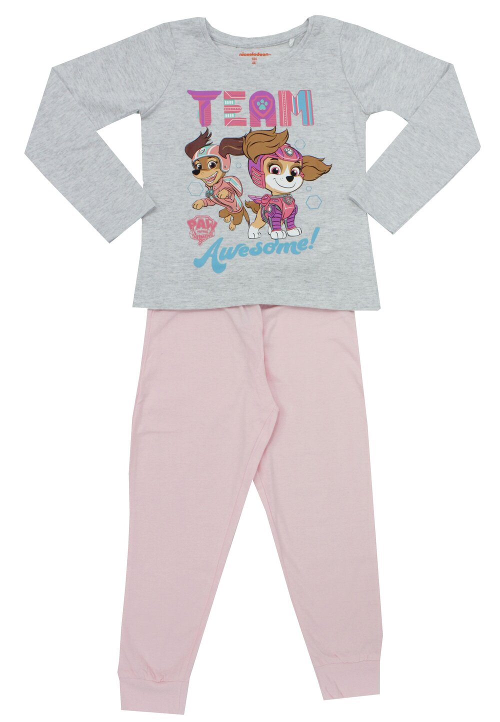 Pijama ML, bumbac, cu imprimeu, Team Paw Patrol, roz bumbac
