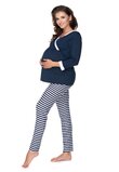 Pijama pentru alaptat, bluemarin cu dungi albe
