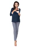 Pijama pentru alaptat, bluemarin cu dungi albe