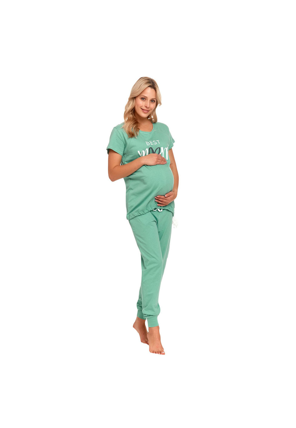 Pijama pentru alaptat, The Best Mom in the world, verde