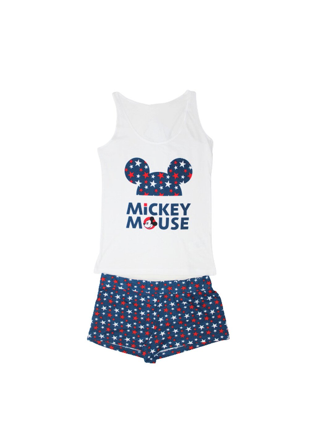 Pijama vara, Mickey Mouse, alb cu stelute DISNEY