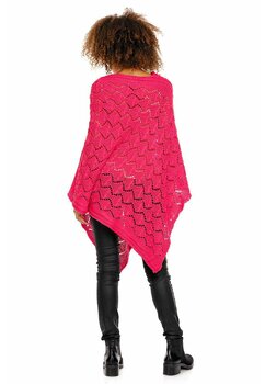 Poncho tricotat, roz