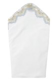 Port bebe botez, plus, alb cu dantela albastra, 75 x 40 cm