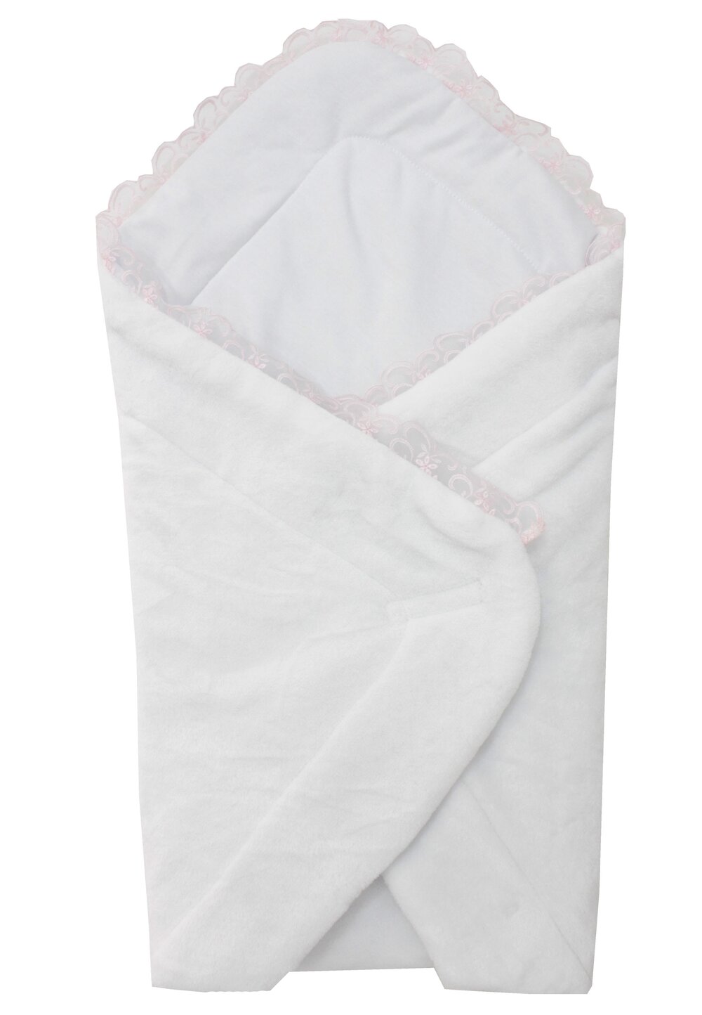 Port bebe botez, plus, alb cu dantela roz, 75 x 40 cm Prichindel imagine noua