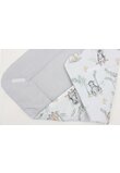 Port bebe multifunctional, Animalute pe leagan, bumbac, multicolor, 75x75cm