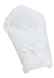Port bebe multifunctional, Premium, tricotat, verso muselina, alb, 80 x 75 cm