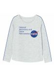 Bluza bumbac, ML, cu imprimeu, Nasa national, gri