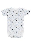 Body maneca scurta, alb cu labute albastre