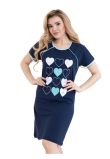 Camasa alaptat, bumbac, Raluca, Hearts, bleumarin
