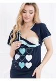 Camasa alaptat, bumbac, Raluca, Hearts, bleumarin