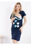 Camasa alaptat, bumbac, Raluca, Hearts, bleumarin